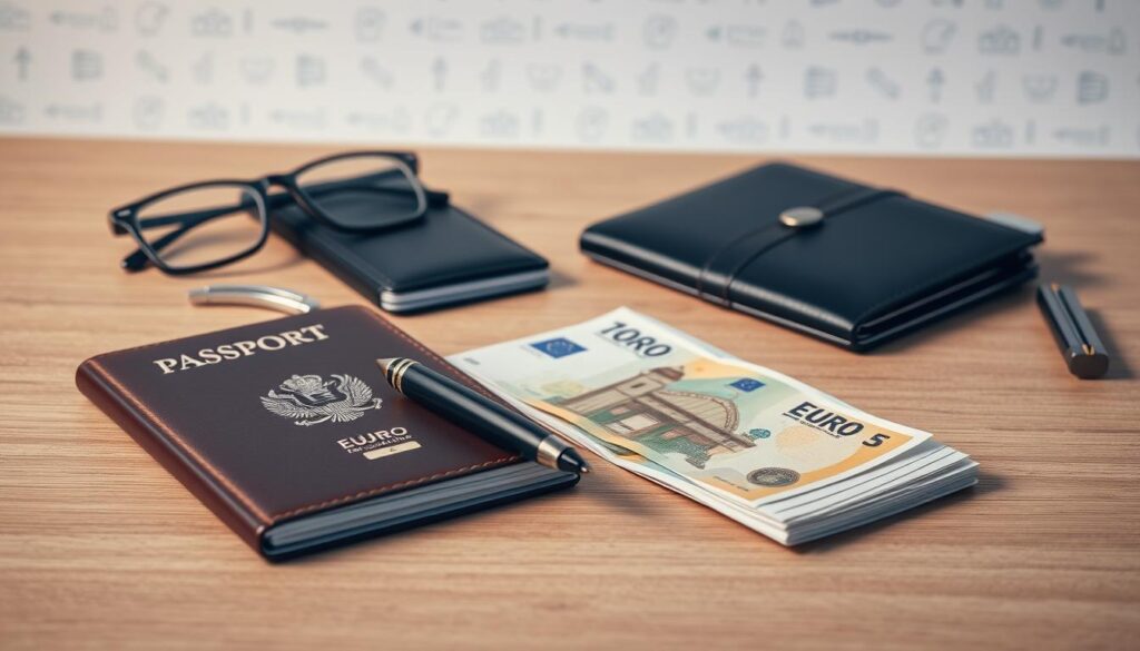 Wichtige Dokumente und Zahlungsmittel