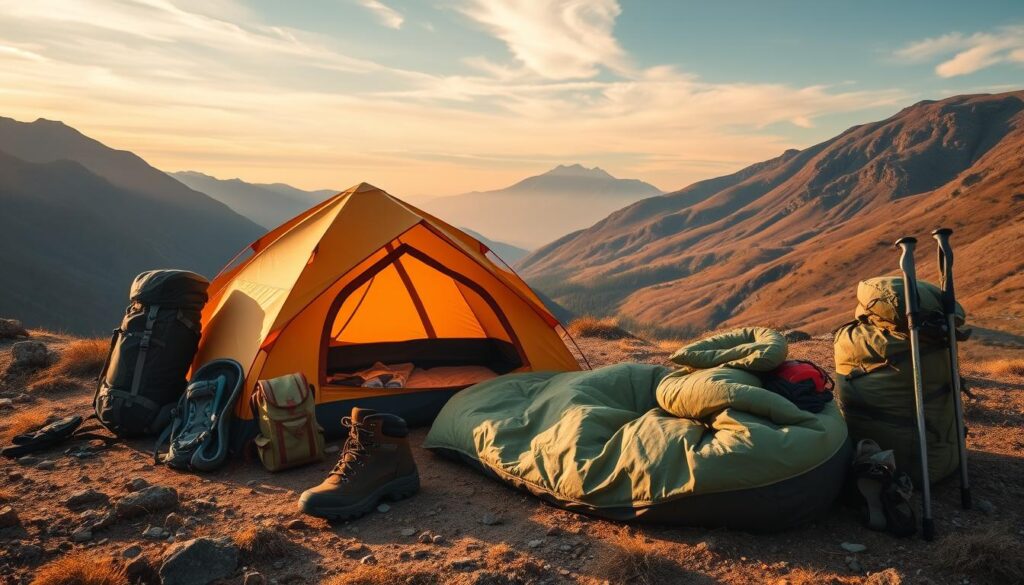 Zelt und Trekkingausrüstung