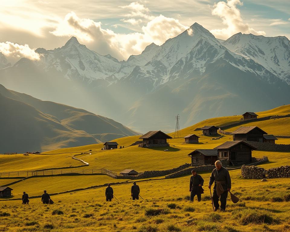 Bergbauern in Ushguli